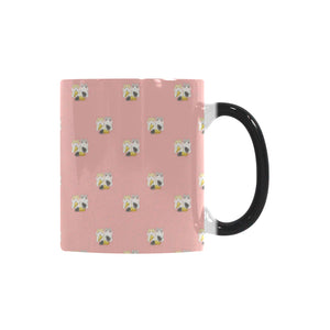 Cute hamster cheese pattern pink background Morphing Mug Heat Changing Mug