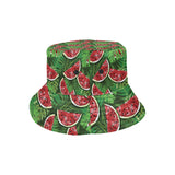 Watermelons tropical palm leaves pattern backgroun Unisex Bucket Hat
