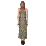 Snake skin pattern V-Neck Open Fork Long Dress