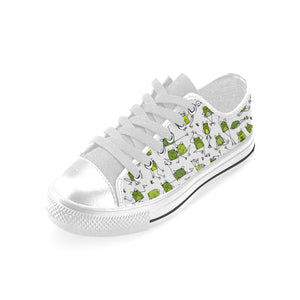 Sketch funny frog pattern Men's Low Top Shoes White