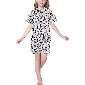 Greyhound Pattern Print Design 02 Kids' Boys' Girls' V-Neck Short Pajama Set