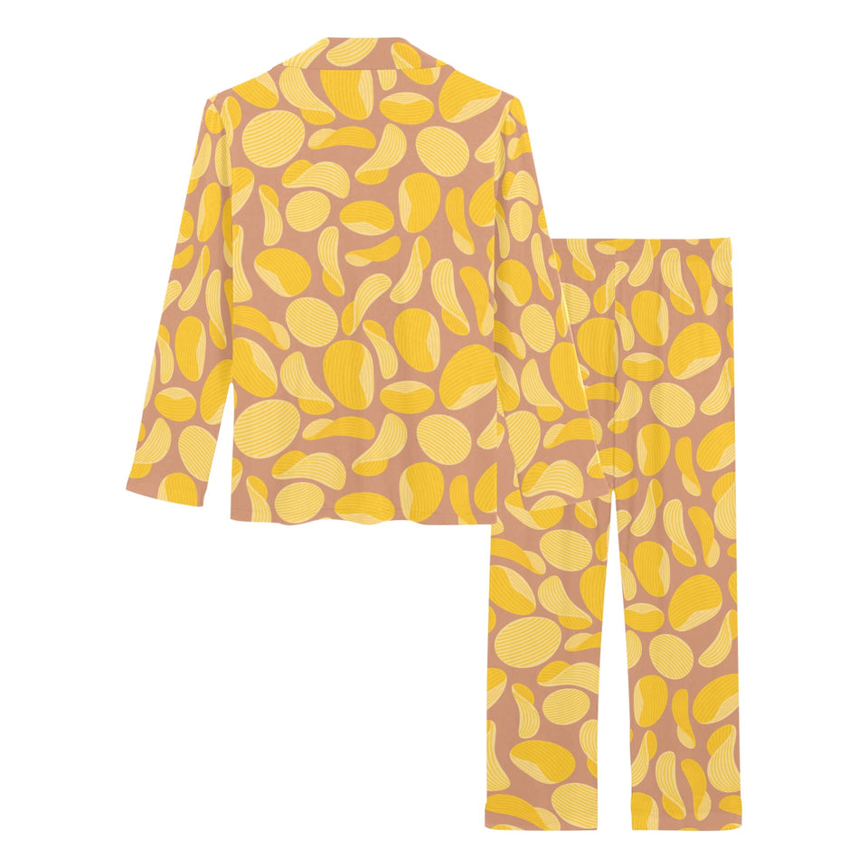 Potato Chips Pattern Print Design 01 Women's Long Pajama Set