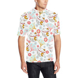 Maneki neko cat fan sakura Men's All Over Print Polo Shirt