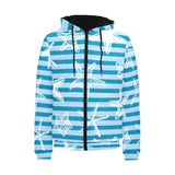 Starfish blue blackground Men's Padded Hooded Jacket