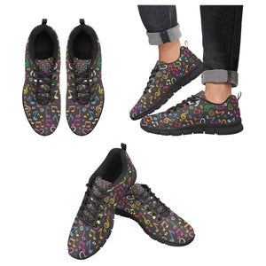 Music Notes Pattern Print Design 02 Men's Breathable Sneakers ( Model 055)