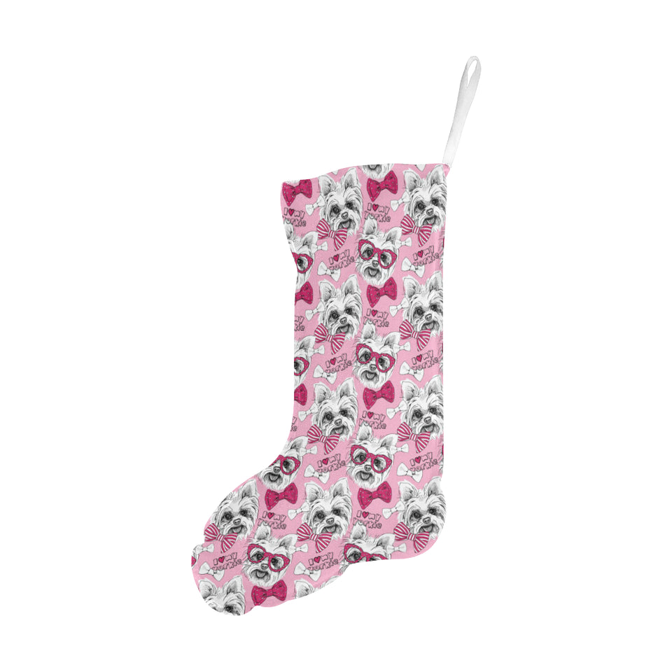 Yorkshire Terrier Pattern Print Design 03 Christmas Stocking
