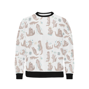 Cute sea otters pattern Men's Crew Neck Sweatshirt