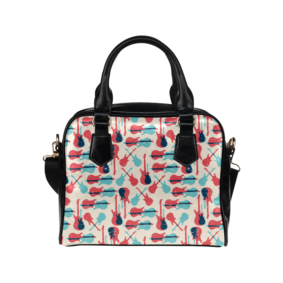 Red Blue guitar pattern Shoulder Handbag
