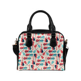 Red Blue guitar pattern Shoulder Handbag