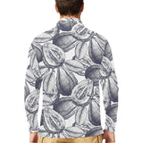 Guava tropical hand drawn pattern Men's Long Sleeve Polo Shirt