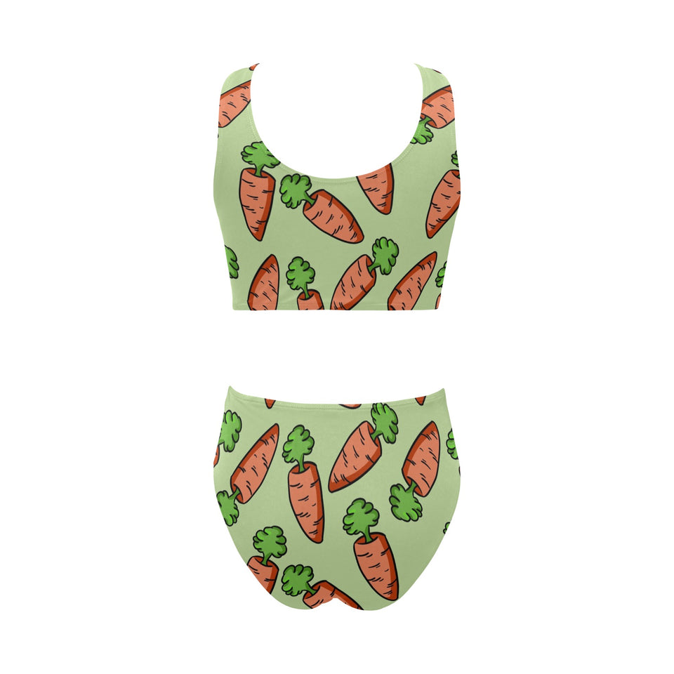 Carrot Pattern Print Design 05 Chest Bowknot High Waisted Bikini Swimsuit