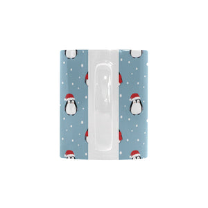 Cute penguin christmas snow pattern Classical White Mug (Fulfilled In US)