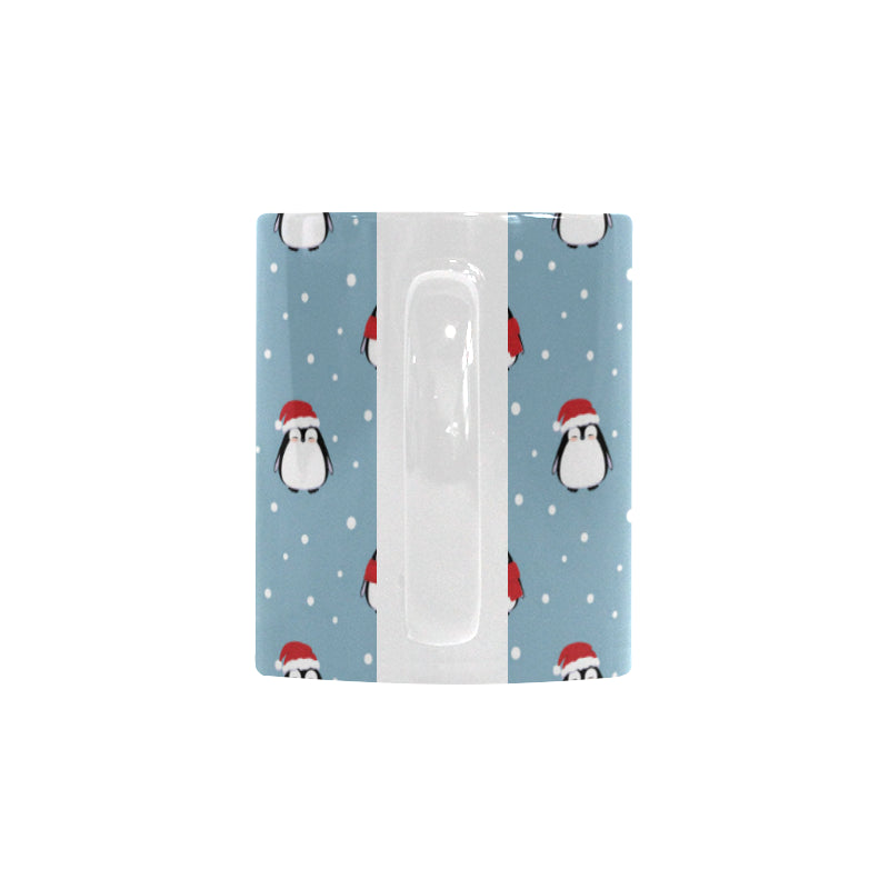 Cute penguin christmas snow pattern Classical White Mug (Fulfilled In US)