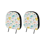 Cute elephants palm tree flower butterfly pattern Car Headrest Cover