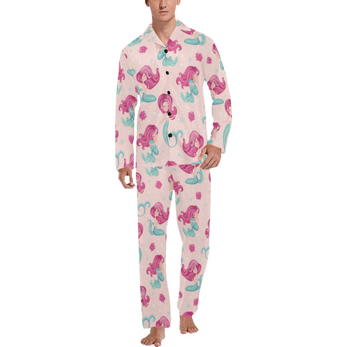 Cute little mermaid pattern Men's Long Pajama Set
