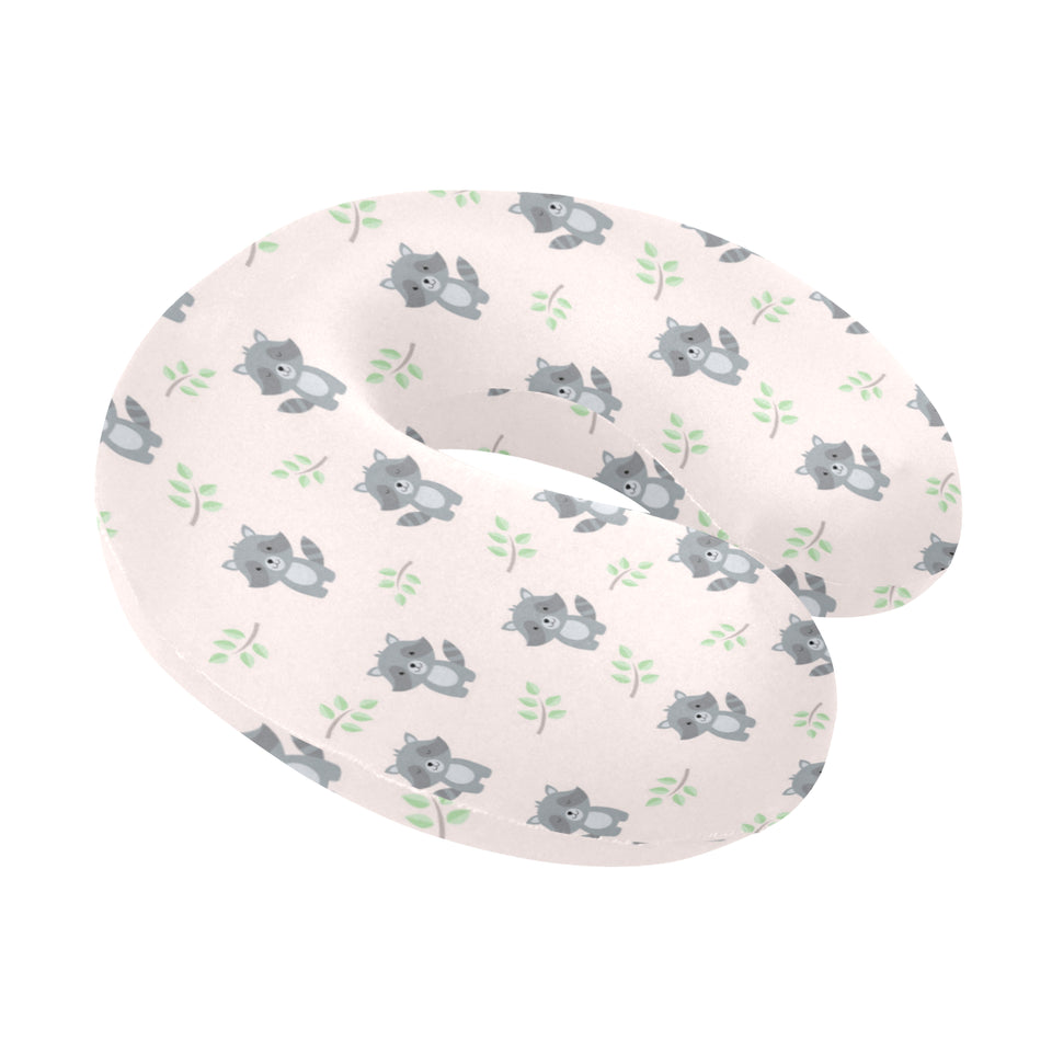 cute raccoons leaves pattern U-Shaped Travel Neck Pillow
