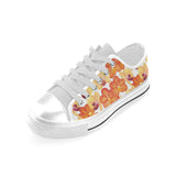 Orange yellow orchid flower pattern background Men's Low Top Canvas Shoes White