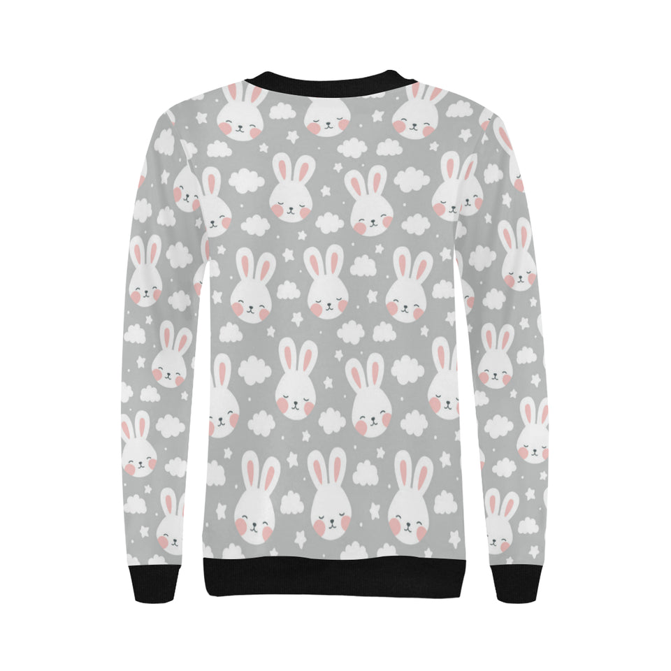 Rabbit cloud Pattern Women's Crew Neck Sweatshirt