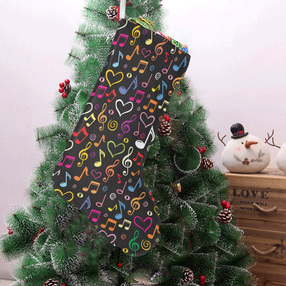 Music Notes Pattern Print Design 02 Christmas Stocking