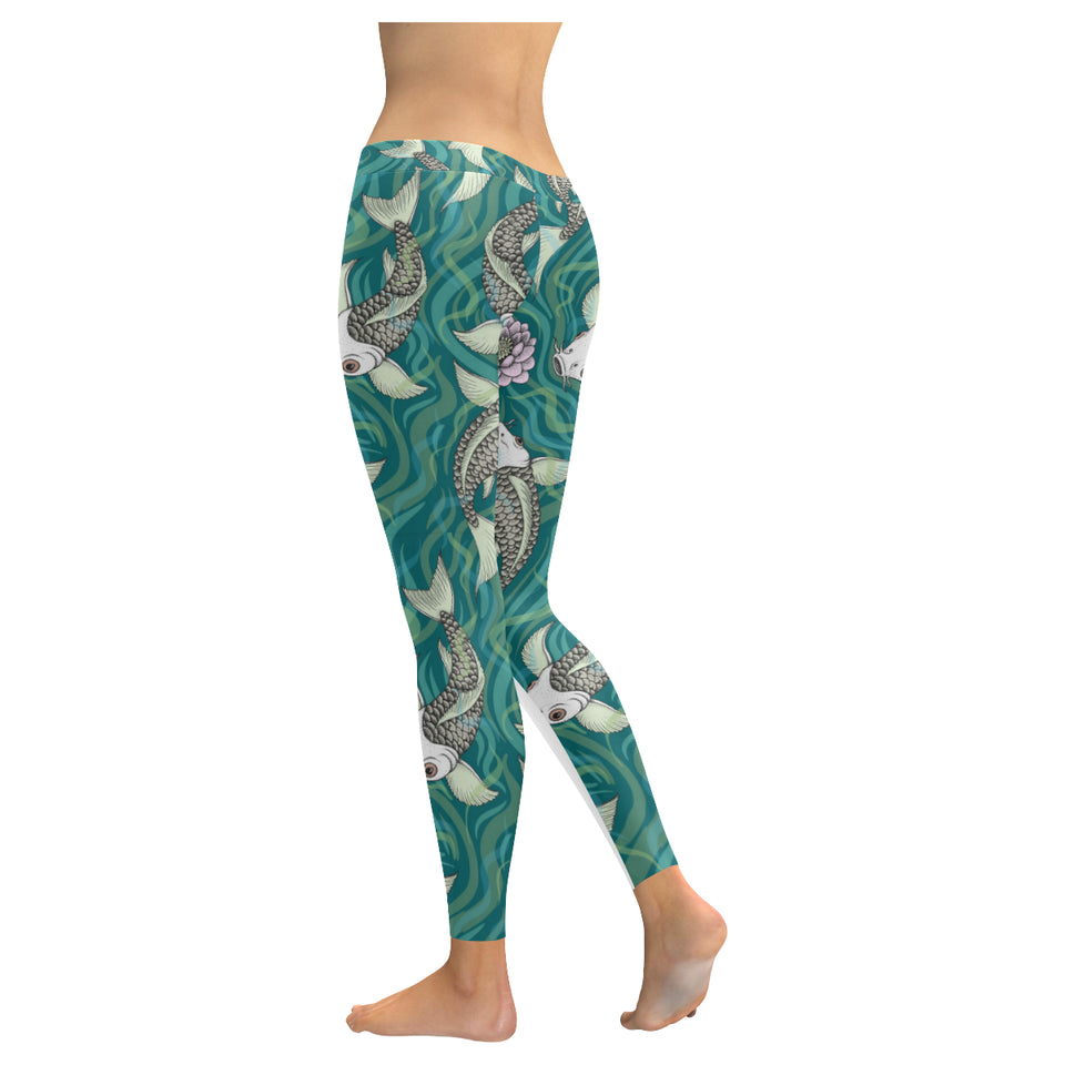 Koi Fish Carp Fish lotus pattern Women's Legging Fulfilled In US
