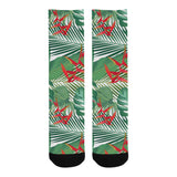 heliconia palm and monstera  leaves pattern Crew Socks