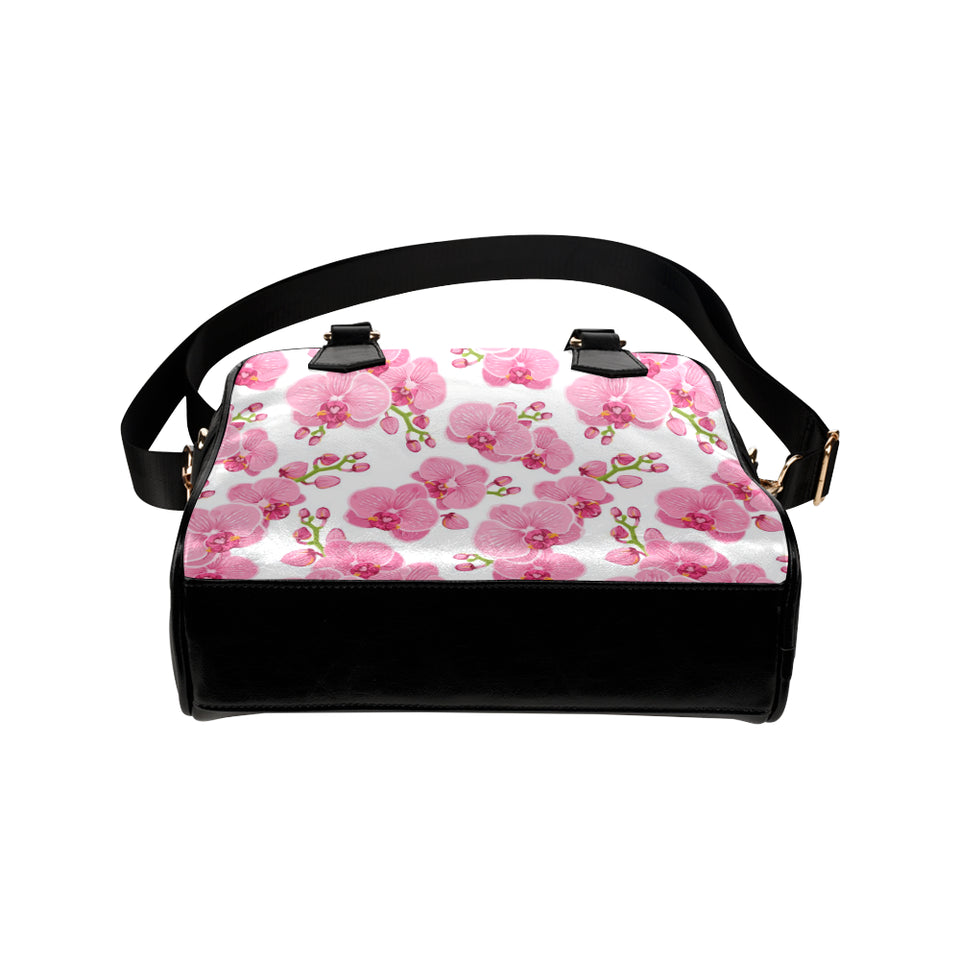 pink purple orchid pattern background Shoulder Handbag