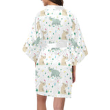 Cute Rhino pattern Women's Short Kimono Robe