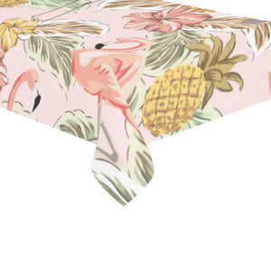 Pink flamingo birds pineapples hibiscus flower pat Tablecloth
