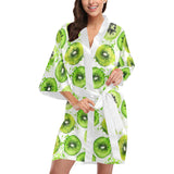 Watercolor kiwi pattern Women's Short Kimono Robe