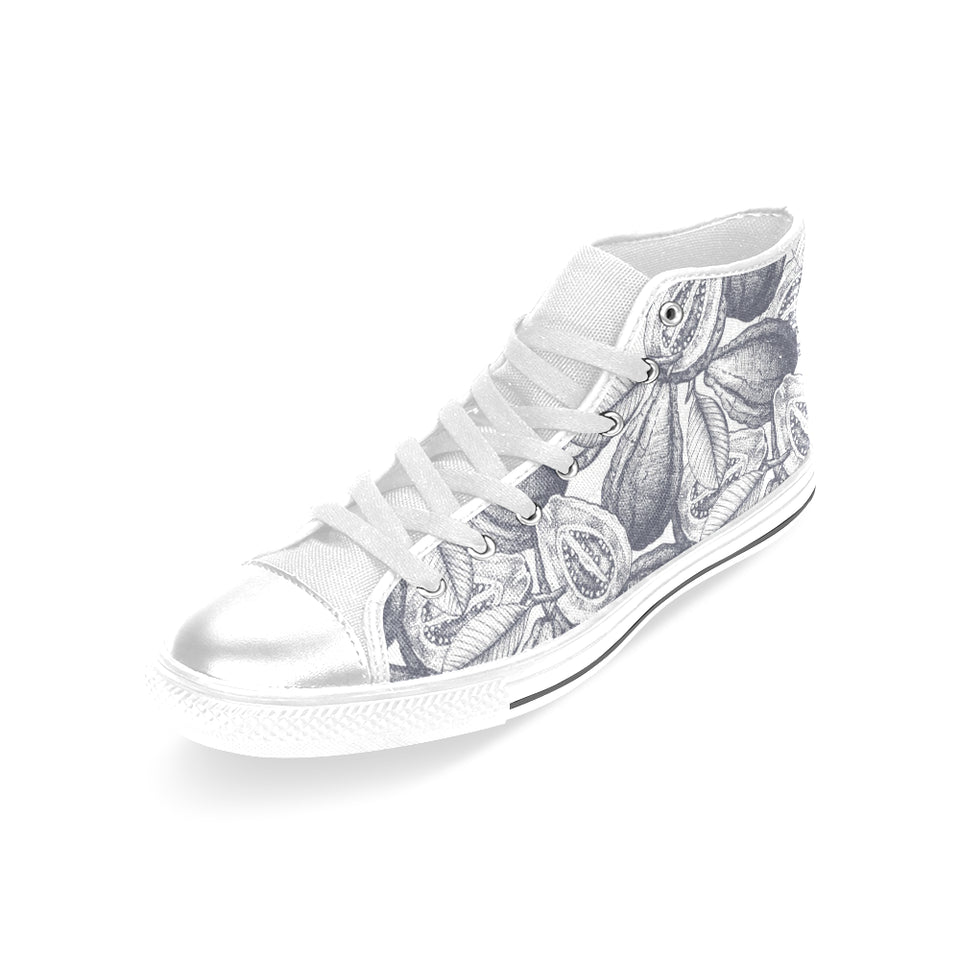 Guava tropical hand drawn pattern Women's High Top Canvas Shoes White