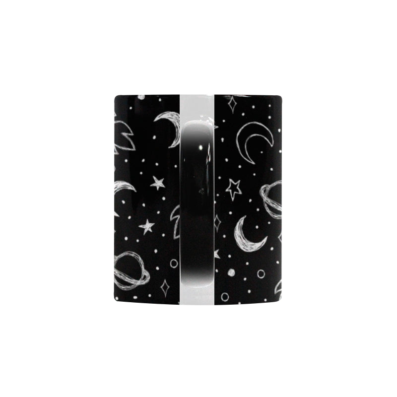 Hand drawn space rocket star planet Morphing Mug Heat Changing Mug