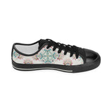 Square floral indian flower pattern Women's Low Top Canvas Shoes Black