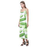 cucumber whole slices pattern V-Neck Open Fork Long Dress