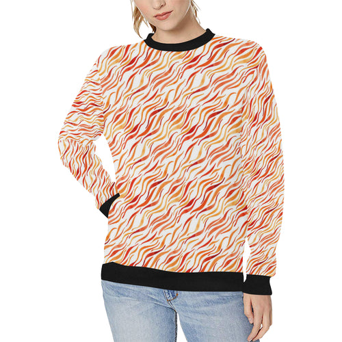 Fire flame watercolor pattern Women's Crew Neck Sweatshirt