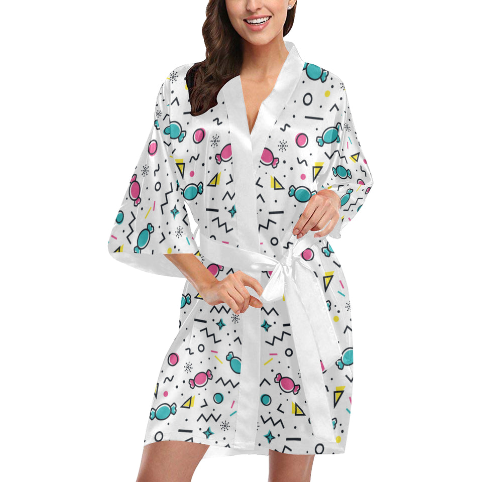 Candy design pattern Women's Short Kimono Robe