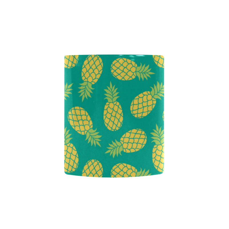 Pineapples pattern green background Morphing Mug Heat Changing Mug