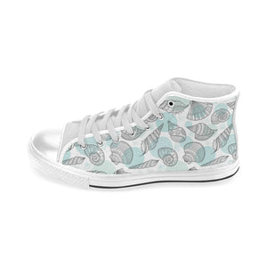 Shell polynesian tribal Men's High Top Canvas Shoes White