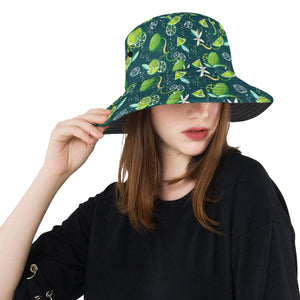Lime ice flower pattern Unisex Bucket Hat