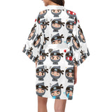 Cute ninja design pattern Women's Short Kimono Robe