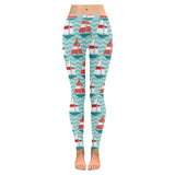 Red White sailboat wave background Women's Legging Fulfilled In US