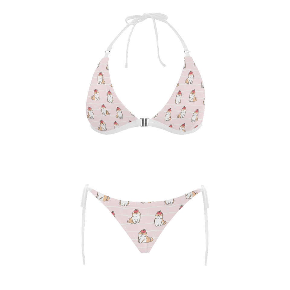 Cute Shiba Inu Dog Apple pattern Sexy Bikinis Two-Piece Swimsuits