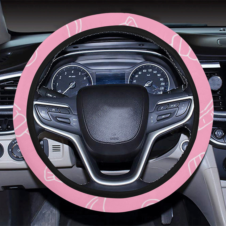 Sweet candy pink background Car Steering Wheel Cover