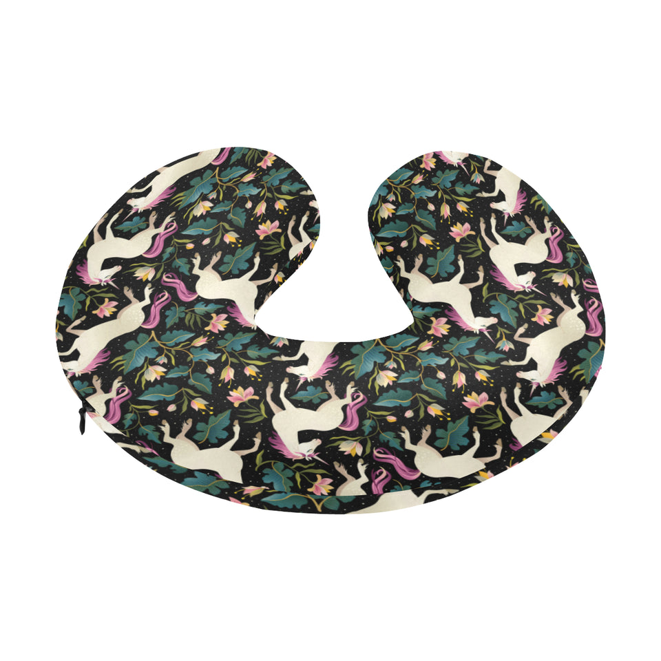 Unicorns forest background U-Shaped Travel Neck Pillow