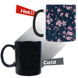 Pink sakura cherry blossom blue background Morphing Mug Heat Changing Mug