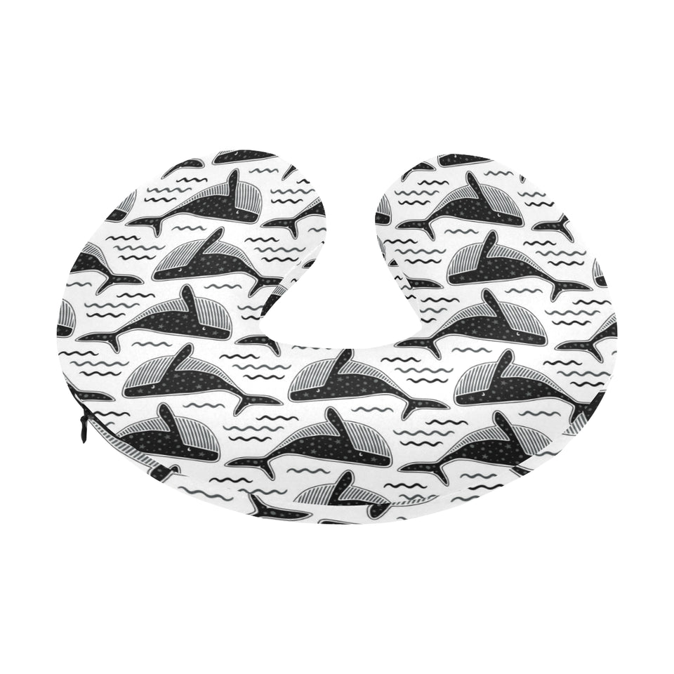 Black whale pattern U-Shaped Travel Neck Pillow