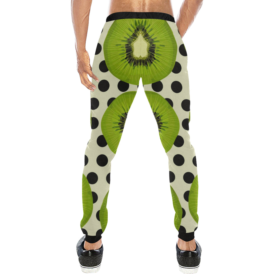 kiwi black dot background Unisex Casual Sweatpants