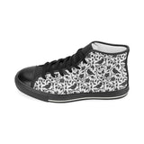 Crow dark floral pattern Women's High Top Canvas Shoes Black