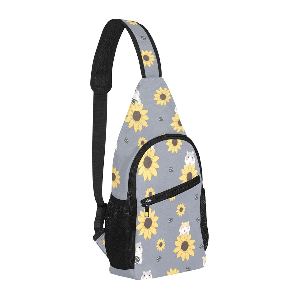 Cute hamster sunflower pattern background All Over Print Chest Bag