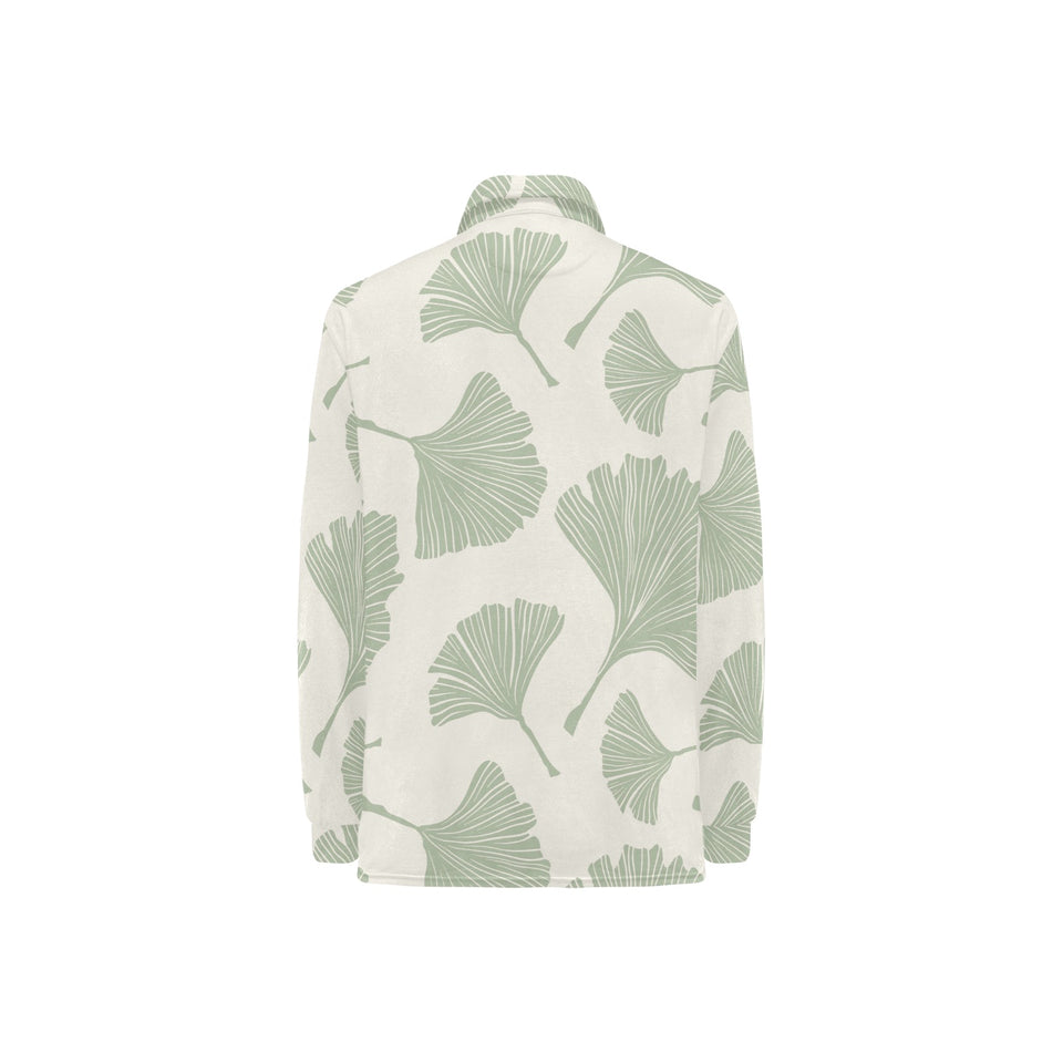 Ginkgo leaves pattern Women's Long Sleeve Polo Shirt