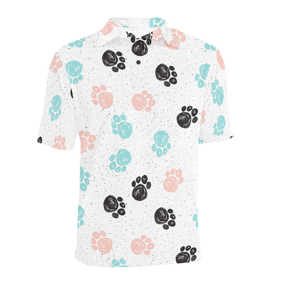 Dog Paws Pattern Print Design 04 Men's All Over Print Polo Shirt